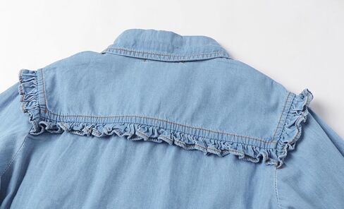 Littlespring Girls Button Down Denim Shirt with tie Bront in Saudi Arabia