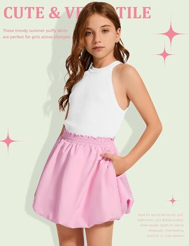 Cozypoin Girls Bubble Virts Boho مرنة عالية الخصر سكورتات شورت بالون لطيف لطيف مع جيوب لمدة 5-14y in Saudi Arabia