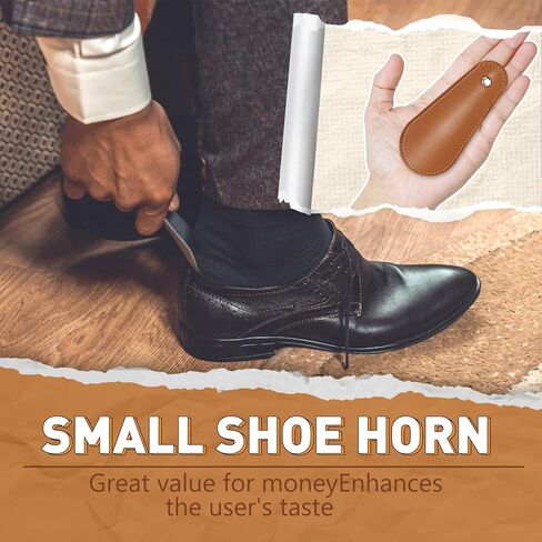 قرن الحذاء المعدني 4.5 بوصة ، ملعقة حذاء جلدية صغيرة قصيرة للنساء للنساء (أسود) in Kuwait