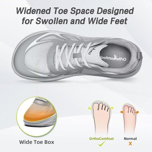Men's Orthopedic Diabetic Wide Running Shoes: Comfortable Arch Support Plantar Fasciitis Sports Sneakers, Casual Orthotic Swollen Tennis Work Walking Shoes for Foot and Heel Pain Relief in Saudi Arabia