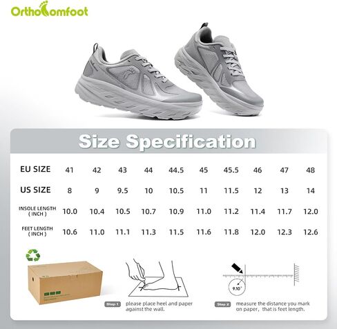 Men's Orthopedic Diabetic Wide Running Shoes: Comfortable Arch Support Plantar Fasciitis Sports Sneakers, Casual Orthotic Swollen Tennis Work Walking Shoes for Foot and Heel Pain Relief in Saudi Arabia
