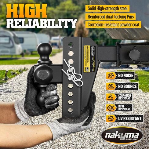 Adjustable Drop Hitch, 8 Inch Drop Trailer Hitch,Tri-Ball(1-7/8'', 2'', 2-5/16'') Hitch, Fits 2-Inch Receiver, Max 12,500 LBS GTW-Truck Trailer Hitch with Double Anti-Theft Pins Locks in Saudi Arabia
