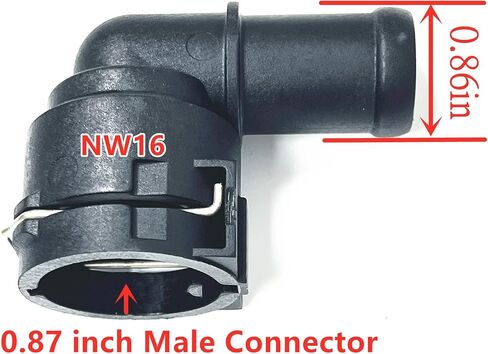 NW16 Coolant Hose Connector Engine Heater Hose Assembly for BMW Audi VW Chevrolet Honda Land Rover Volvo Buick Hose-Radiator Pipe Junction Flange 0.87 Inch Steel to 0.86 Inch Rubber Tubing 90 ° Elbow in Saudi Arabia