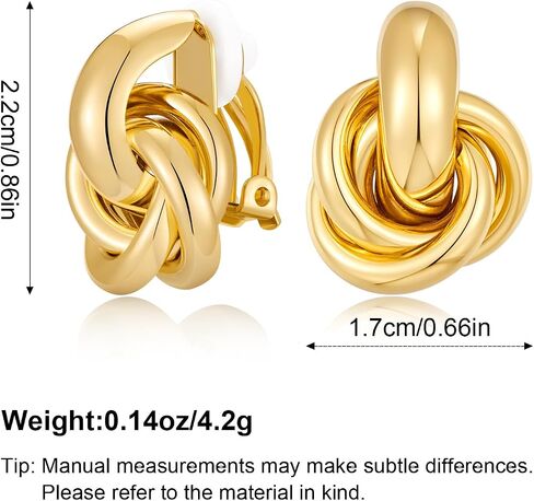 YUJIE Gold Clip On Earrings for Women Gold Plated Geometric Knot Ear Clip Chunky Door Knocker Studs Earrings Trendy Jewelry in Saudi Arabia