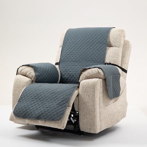 Waterproof Recliner Chair Cover, Non Slip Covers for Recliner Chair with Pocket, Washable Reclining Chair/Furniture Protector for Pets, Dark Grey 23" in Saudi Arabia