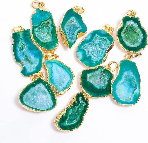 Quartz Handmade Pendant Necklaces in Gold Plated Bohemian Birthstone Pendant Attachment with Chain, Trendy Simple Jewelry Gift for Girls & Women (Green) in Saudi Arabia