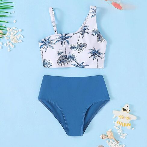 Girls Swimsuit 3PCS Bikini Sets,Adjustable Shoulder Strap Bathing Suits 5-14Y Girls' Swimwear with Cover Up Skirt in Saudi Arabia