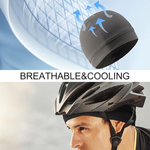 2 PCS COYLING SPANUL CAPS خوذة بطانة أزياء قابلة للتنفس القبط بيني الدراجات الدراجات ركوب الأغطية أغطية رأس خوذة للرجال عرق الفتل الحرارية للرجال ركوب الدراجات يركضون الأسود ، رمادي داكن داكن in Kuwait