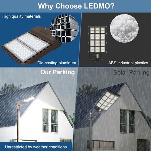 LEDMO 200W LED Parking Lot Lights 5000K Street Shoebox Pole Lights Waterproof 26000LM Super Bright Dusk to Dawn Outdoor Commercial Area Flood Security Lighting Slip Fitter for Stadium Sport Garage in Saudi Arabia