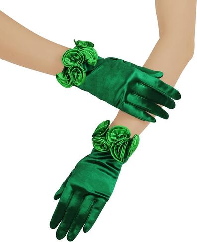 قفازات زهرية قصيرة الساتان قفازات فستان زفاف أنيقة لإكسسوارات حفل عشاء الأوبرا in Kuwait