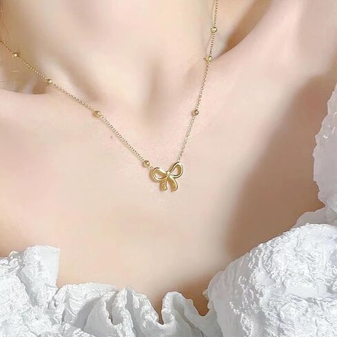 yanchun bow arics netcleace bracelet Gold Gold Jewelry Set Trendy Bowknot Ribbon Pearl ncoker necklace trendy bow mounts المجوهرات الهدايا in Saudi Arabia