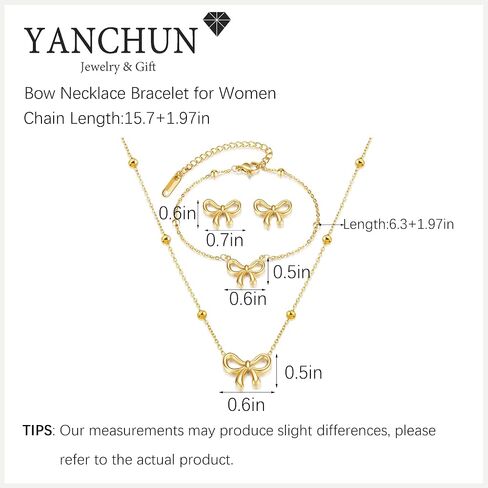 yanchun bow arics netcleace bracelet Gold Gold Jewelry Set Trendy Bowknot Ribbon Pearl ncoker necklace trendy bow mounts المجوهرات الهدايا in Saudi Arabia