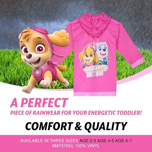 Nickelodeon Girls’ Paw Patrol Rain Jacket – Lightweight Hooded Slicker for Toddlers & Kids – Skye & Everest Design in Saudi Arabia