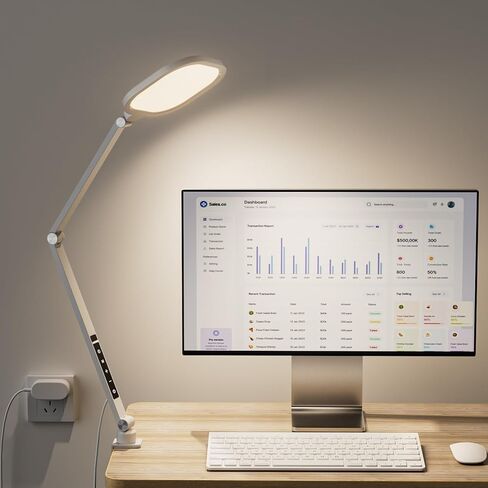 LED Desk Lamp for Home Office, 15W Computer Zoom Lighting with Swing Arm, Memory & Timer Function, Dimmable Desktop Ring Light for Video Calls, Conference, Reading, Streaming, Podcasting in Kuwait