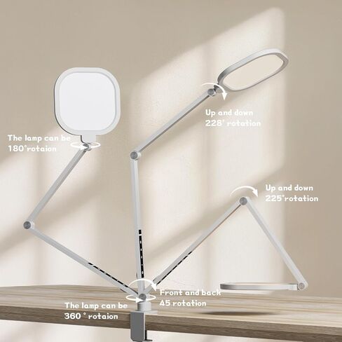 LED Desk Lamp for Home Office, 15W Computer Zoom Lighting with Swing Arm, Memory & Timer Function, Dimmable Desktop Ring Light for Video Calls, Conference, Reading, Streaming, Podcasting in Kuwait