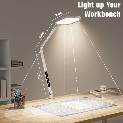 LED Desk Lamp for Home Office, 15W Computer Zoom Lighting with Swing Arm, Memory & Timer Function, Dimmable Desktop Ring Light for Video Calls, Conference, Reading, Streaming, Podcasting in Kuwait