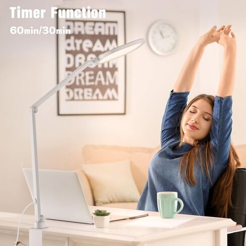 LED Desk Lamp for Home Office, 15W Computer Zoom Lighting with Swing Arm, Memory & Timer Function, Dimmable Desktop Ring Light for Video Calls, Conference, Reading, Streaming, Podcasting in Kuwait