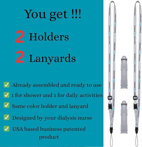 البريتوني غسيل الكلى النقل مجموعة الملحقات حامل القسطرة ل Baxter. PD Lanyard Necklace دعم دش آمن. (2 حاملي و 2 PCS قابلة للتعديل شبل الرقبة) (رمادي) in Kuwait