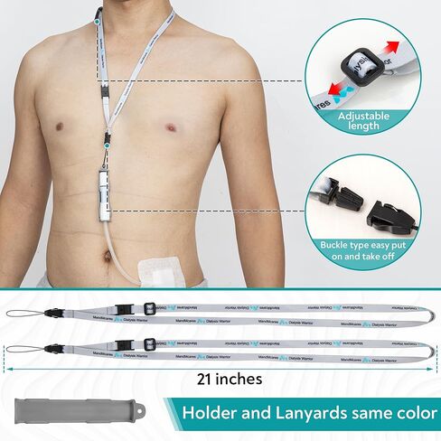 البريتوني غسيل الكلى النقل مجموعة الملحقات حامل القسطرة ل Baxter. PD Lanyard Necklace دعم دش آمن. (2 حاملي و 2 PCS قابلة للتعديل شبل الرقبة) (رمادي) in Kuwait