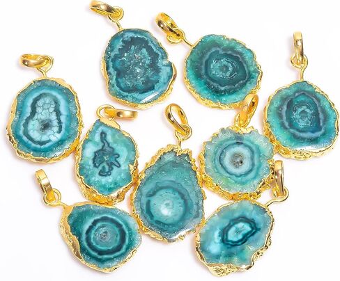 Quartz Handmade Pendant Necklaces in Gold Plated Bohemian Birthstone Pendant Attachment with Chain, Trendy Simple Jewelry Gift for Girls & Women (Green) in Saudi Arabia