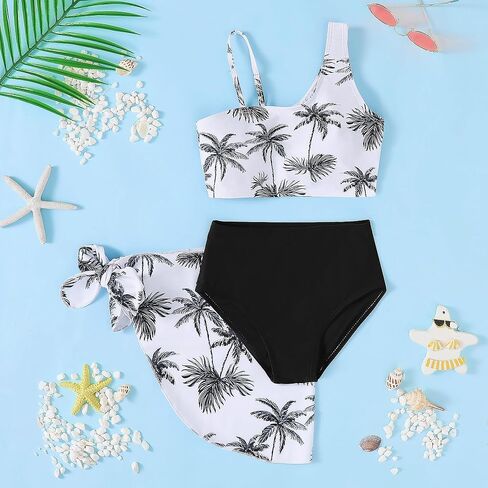 فتيات السباحة 3pcs مجموعات بيكيني ، بدلات السباحة القابلة للتعديل حزام الكتف in Kuwait