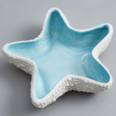 Large Shell Jewelry Dish Tray Ceramic Shell Ring Holder 6.7" x 7" x 2.4" inches Seashell Bowl Cute Jewelry Organize Key Storage Tray Decorative Trays for Home Decor Porcelain Jewelry Deco in Kuwait
