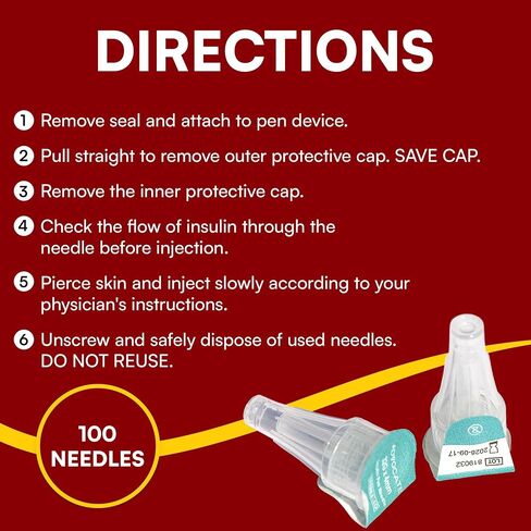 Diabetic Pen Needles 32g 4mm, Extra Lubricated, Tri-Bevel Insulin Needles, Universally Compatible with Insulin Pens for Diabetes Care, Box of 100 in Saudi Arabia