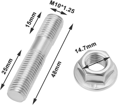 4 مجموعات M10x1.25 مزدوجة العادم من شواهد الأزرار مزدوجة نهاية الجوز stud متوافقة مع تويوتا متوافق مع نيسان متوافق مع هوندا in Kuwait