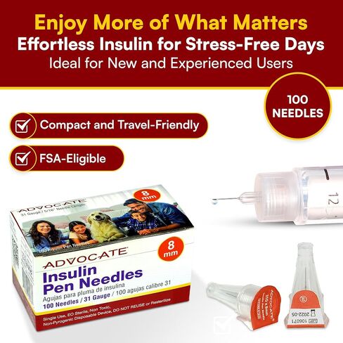 Diabetic Pen Needles 32g 4mm, Extra Lubricated, Tri-Bevel Insulin Needles, Universally Compatible with Insulin Pens for Diabetes Care, Box of 100 in Saudi Arabia