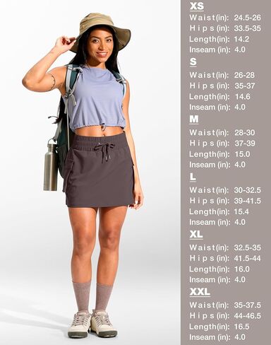 Santiny 14 "Skorts Cargo للنساء مع 4 جيوب الرباطية عالية الخصر تنورة الجولف المشي لمسافات طويلة للسفر الصيفية غير الرسمية in Kuwait