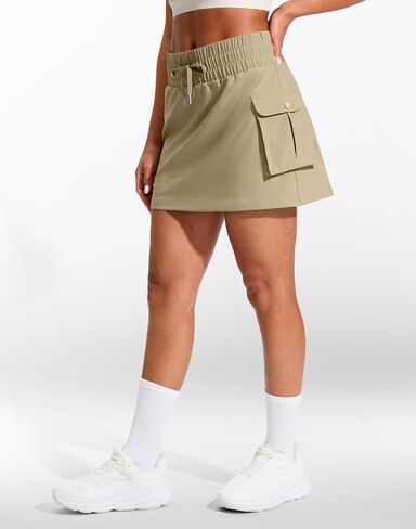 Santiny 14 "Skorts Cargo للنساء مع 4 جيوب الرباطية عالية الخصر تنورة الجولف المشي لمسافات طويلة للسفر الصيفية غير الرسمية in Kuwait