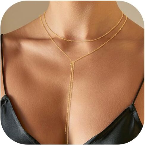 Lariat Necklace for Women, Long Chain, Drop & Layered Designs, Dainty Non-Tarnish Necklace in Kuwait