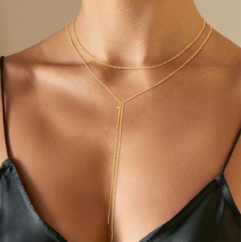 Lariat Necklace for Women, Long Chain, Drop & Layered Designs, Dainty Non-Tarnish Necklace in Kuwait