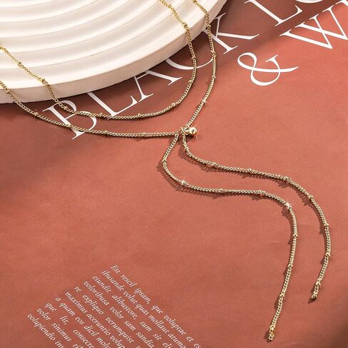 Lariat Necklace for Women, Long Chain, Drop & Layered Designs, Dainty Non-Tarnish Necklace in Kuwait