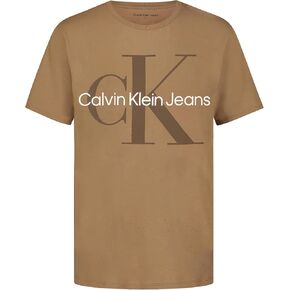 Calvin Klein Boys's Short Sleeve Logo Crew Neck Shirt ، ناعم ، مريح ، مريح