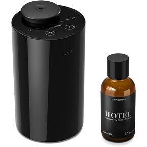 Waterless Essential Oil Diffuser Starter Kit with 30mL Hotel Scent Fragrane Oil Inspired by Ritz Carlton, Battery Operated Mini Scent Air Machine Portable Diffuser for Home Car Office, Black AN6