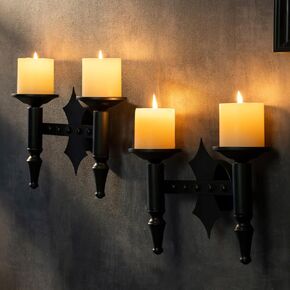 AIM & GGKK Wall Candle Sconce Holder Set of 2,Metal Wall Mounted Candle Holder for Living Room, Dining Room,Rustic Farmhouse Gothic Decorations