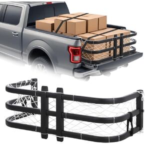 Truck Bed Extender 48"-61" Adjustable Length Aluminum Retractable Tailgate Extender with Drill Required Installation, Fits Ford F-150, Silverado, Sierra, Santa Cruz, Toyota Tacoma