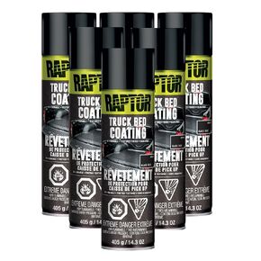 U-Pol Raptor 1K Bed Liner Aerosol Black, 14.3 Ounce Truck Bed Bedliner Coating - 6 Pack