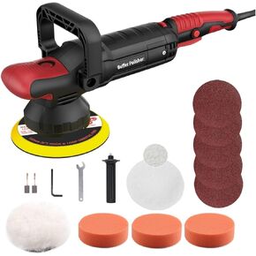 Buffer Bollesher ، 1200 و WALLONGER DUAL ACTIONER ، 6 مجموعة تلميع السيارات المتغيرة ، المقبض على شكل حرف U ، مع قرص تلميع ، ورق الصنفرة ، عجلة الإسفنج للشمع ، التخزين المؤقت ، التلميع (01#)