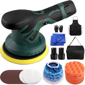 EYPINS 6" Cordless Car Polisher & Buffer – Rechargeable Random Orbital DA Polisher with 6-Speed Adjustment for Effortless Waxing, Polishing, Detailing | 25-Piece All-in-One Kit (Cars, Boats, RVs)