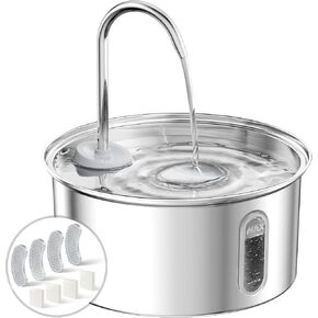 Cat Water Fountain, 3.2L/108oz 304 Stainless Steel Pet Water Drinking Fountain for Cats Indoor, BPA-Free Cat Fountains with 2 Flow Modes, Dog Water Dispenser