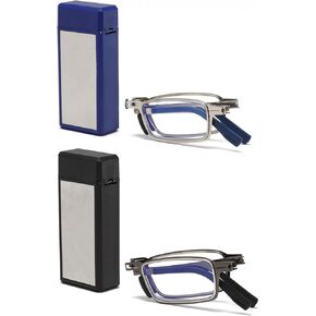 Hubeye Ultra Thin Folding Reading Glasses for Men 3 Pack Blue Light Blocking Compact Computer Foldable Readers With Case
