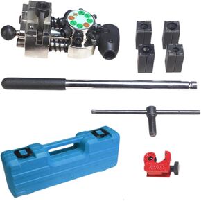 RQG Brake Line Flaring Tool Kit, Professional 45 Degree Flaring Tool, Single Double Bubble Flare Tool for Copper/Steel Brake Lines Fuel Lines Transmission Cooler Tubes O.D. 3/16" 1/4" 5/16" 3/8"