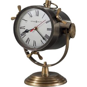 Howard Miller Vernazza Mantel Clock - Elegant Battery-Operated Table Clock with Quartz Movement, Roman Numerals, Glass Crystal, Metal Frame, Vintage-Style Accent for Shelf, Desk, or Fireplace Decor