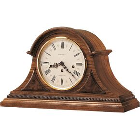 Howard Miller Worthington Mantel Clock – Key Wound Mechanical Wooden Mantel Clock with Westminster Chime Cream Roman Numeral Dial Rare Olive Burl Overlays & Antique Detailing for Home Décor