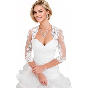 Women's Wedding Top Lace Jacket for Bride Lace Bolero Jacket Long Sleeve