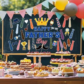 Happy Father's Day Bulletin Board Decoration Set Happy Father's Day Bulletin Board Borders Father's Day Paper Cutouts Fathers Color Tie Bulletin Boarder for Happy Father's Day School Classroom Decor