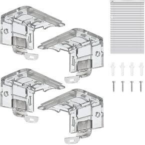 4pcs Cordless Shade Bracket, Mounting Bracket with Metal Clip, Mini Mounting Bracket Clips for 1" (25MM) Pleated Shades Cordless Blinds Headrail & Cordless Honeycomb Cellular(as Shown)
