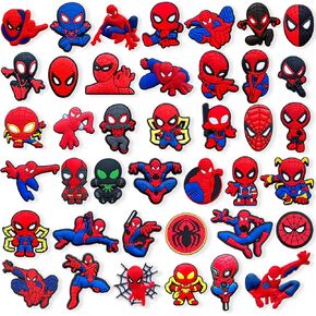 40Pcs Cute Hero Shoe Charms for Croc, Cartoon Shoe Decoration for Shoes Bracelet Wristband Clog Sandals Birthday Party Favors